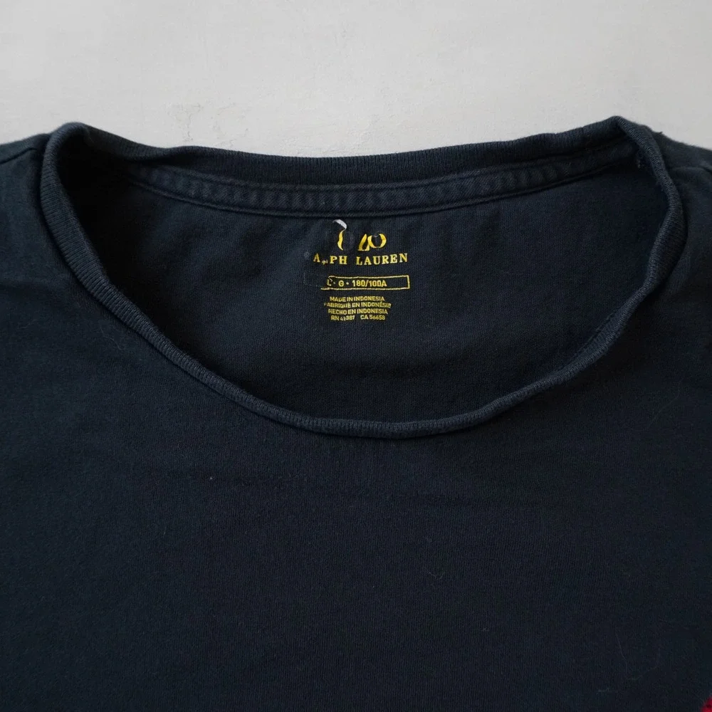 Polo Ralph Lauren Mens T-Shirt Large Black Short Sleeve Red Pony Logo Cotton